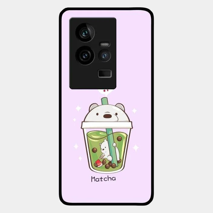 Cartoon Matcha Tea We Bare Bears Glossy Metal Case Cover For Iqoo 11 5G