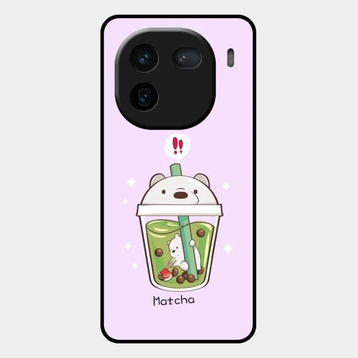 Cartoon Matcha Tea We Bare Bears Glossy Metal Case Cover For Iqoo 12 5G