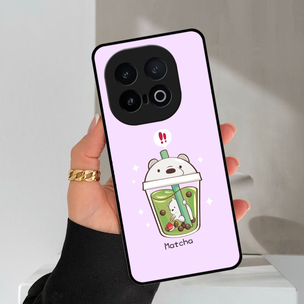 Cartoon Matcha Tea We Bare Bears Glossy Metal Case Cover For Vivo
