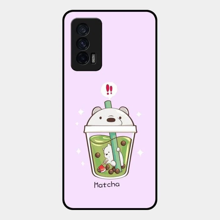 Cartoon Matcha Tea We Bare Bears Glossy Metal Case Cover For Iqoo 7 5G