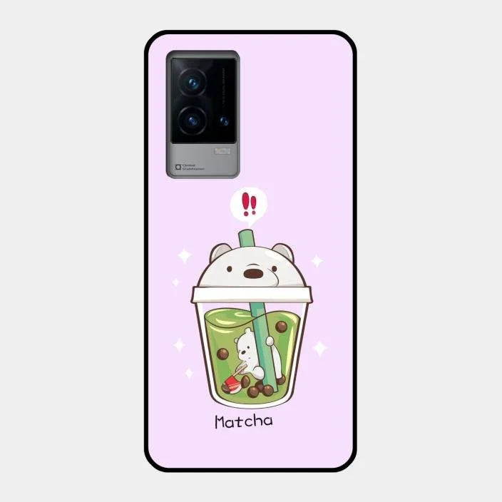 Cartoon Matcha Tea We Bare Bears Glossy Metal Case Cover For Iqoo 9 5G