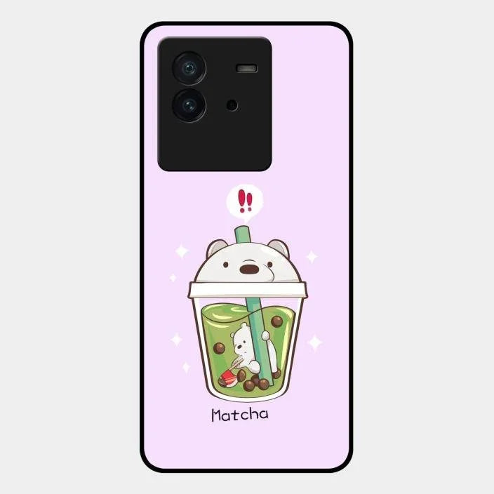 Cartoon Matcha Tea We Bare Bears Glossy Metal Case Cover For Iqoo Neo 6 5G