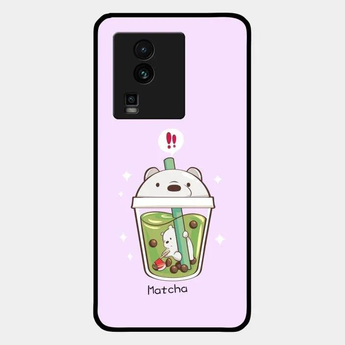 Cartoon Matcha Tea We Bare Bears Glossy Metal Case Cover For Iqoo Neo 7 Pro 5G