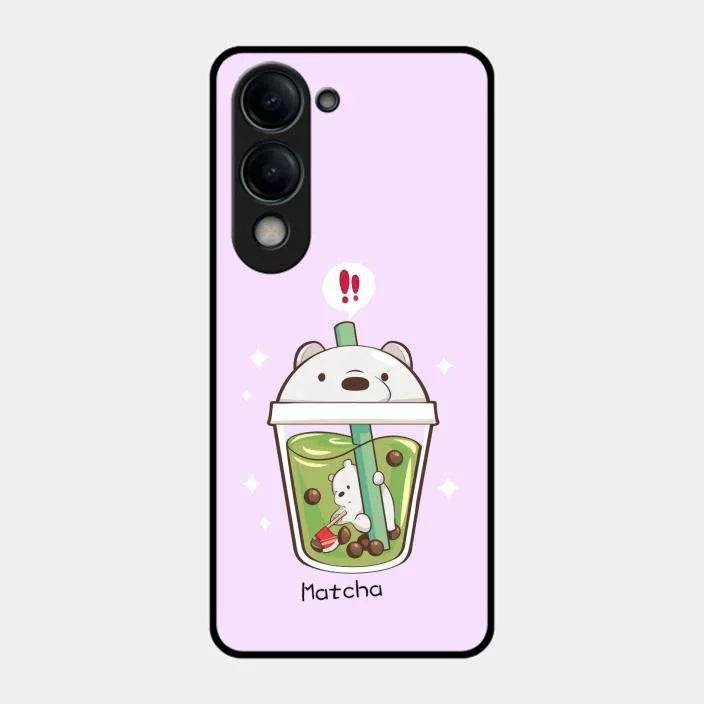 Cartoon Matcha Tea We Bare Bears Glossy Metal Case Cover For Iqoo Z10 Lite