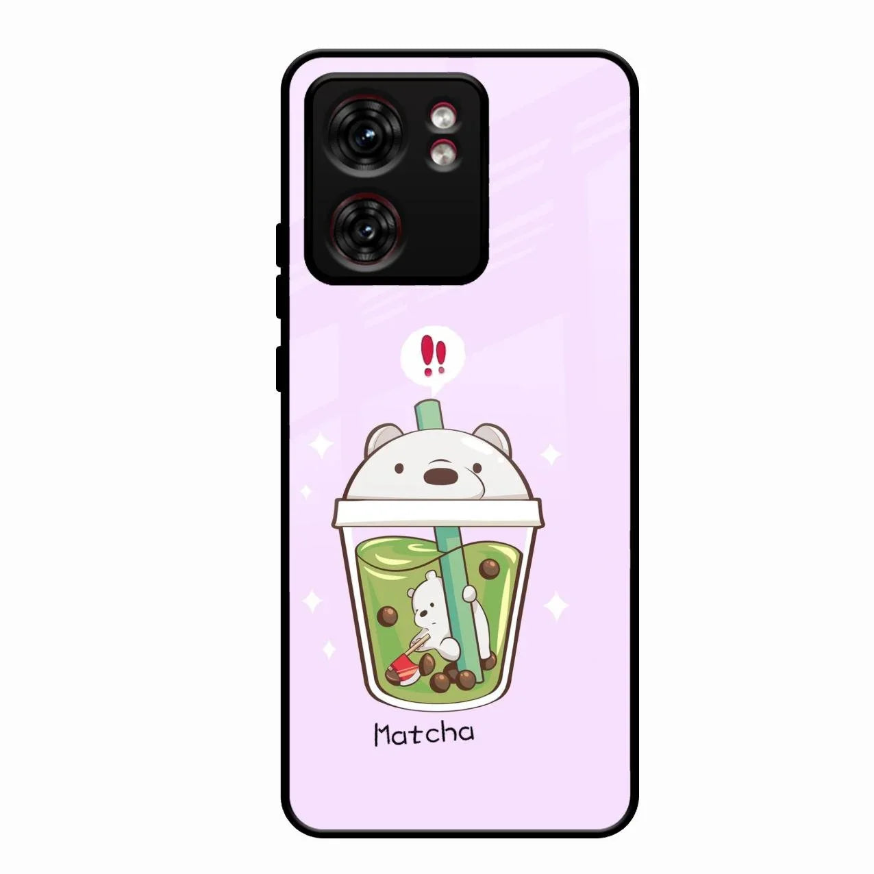 Cartoon Matcha Tea We Bare Bears Glossy Metal Case Cover For Motorola Edge 40