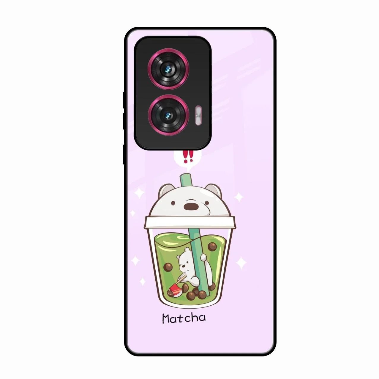 Cartoon Matcha Tea We Bare Bears Glossy Metal Case Cover For Motorola Edge 50 Fusion 5G
