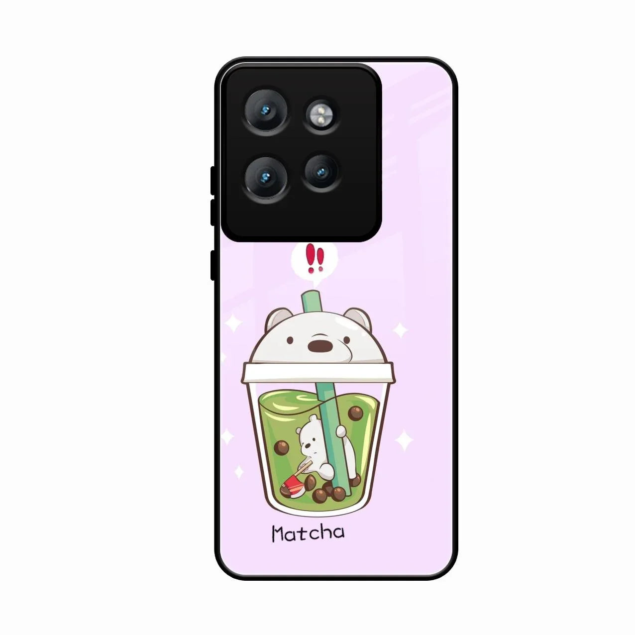 Cartoon Matcha Tea We Bare Bears Glossy Metal Case Cover For Motorola Edge 50