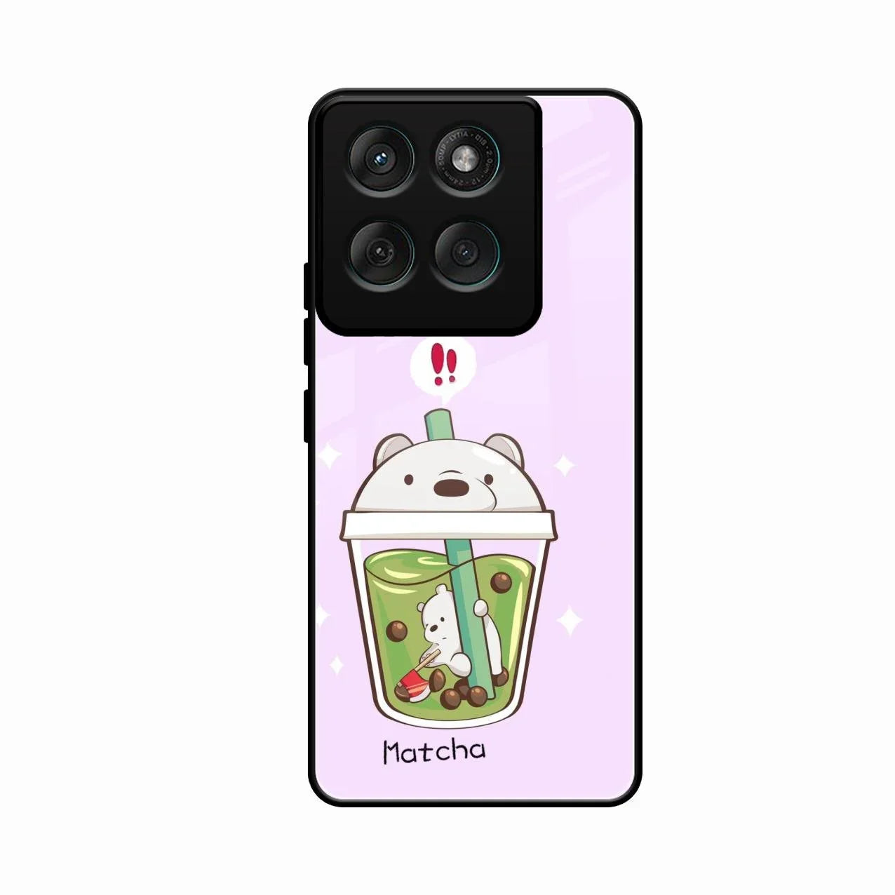 Cartoon Matcha Tea We Bare Bears Glossy Metal Case Cover For Motorola Edge 60 5G