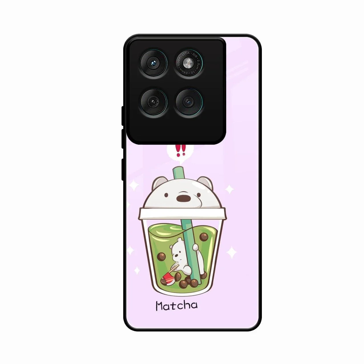 Cartoon Matcha Tea We Bare Bears Glossy Metal Case Cover For Motorola Edge 60 Pro 5G