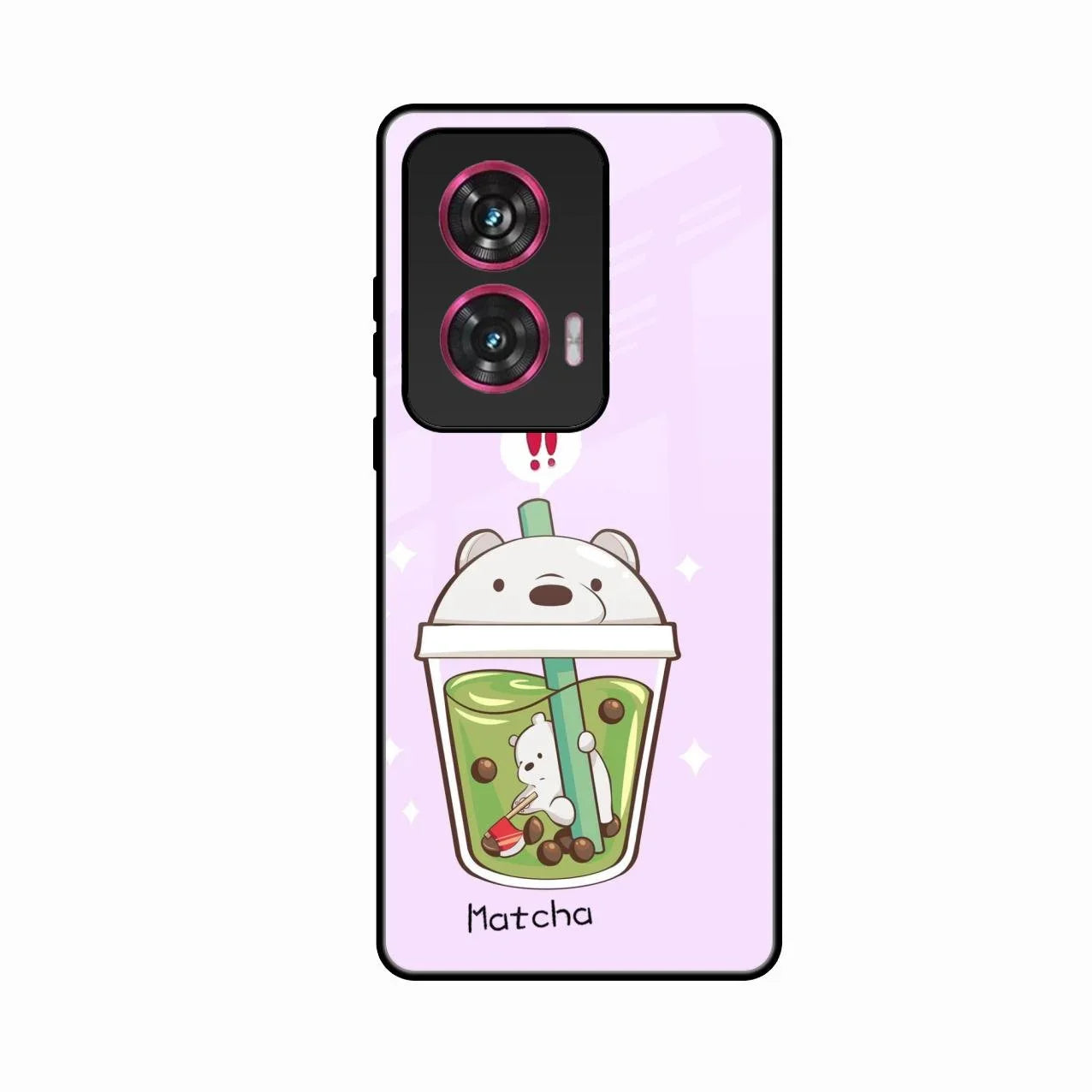 Cartoon Matcha Tea We Bare Bears Glossy Metal Case Cover For Motorola G96 5G