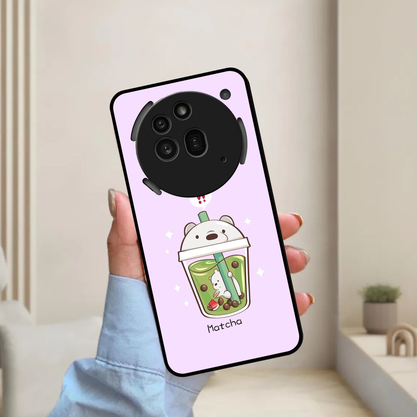 Cartoon Matcha Tea We Bare Bears Glossy Metal Case Cover For Nothing