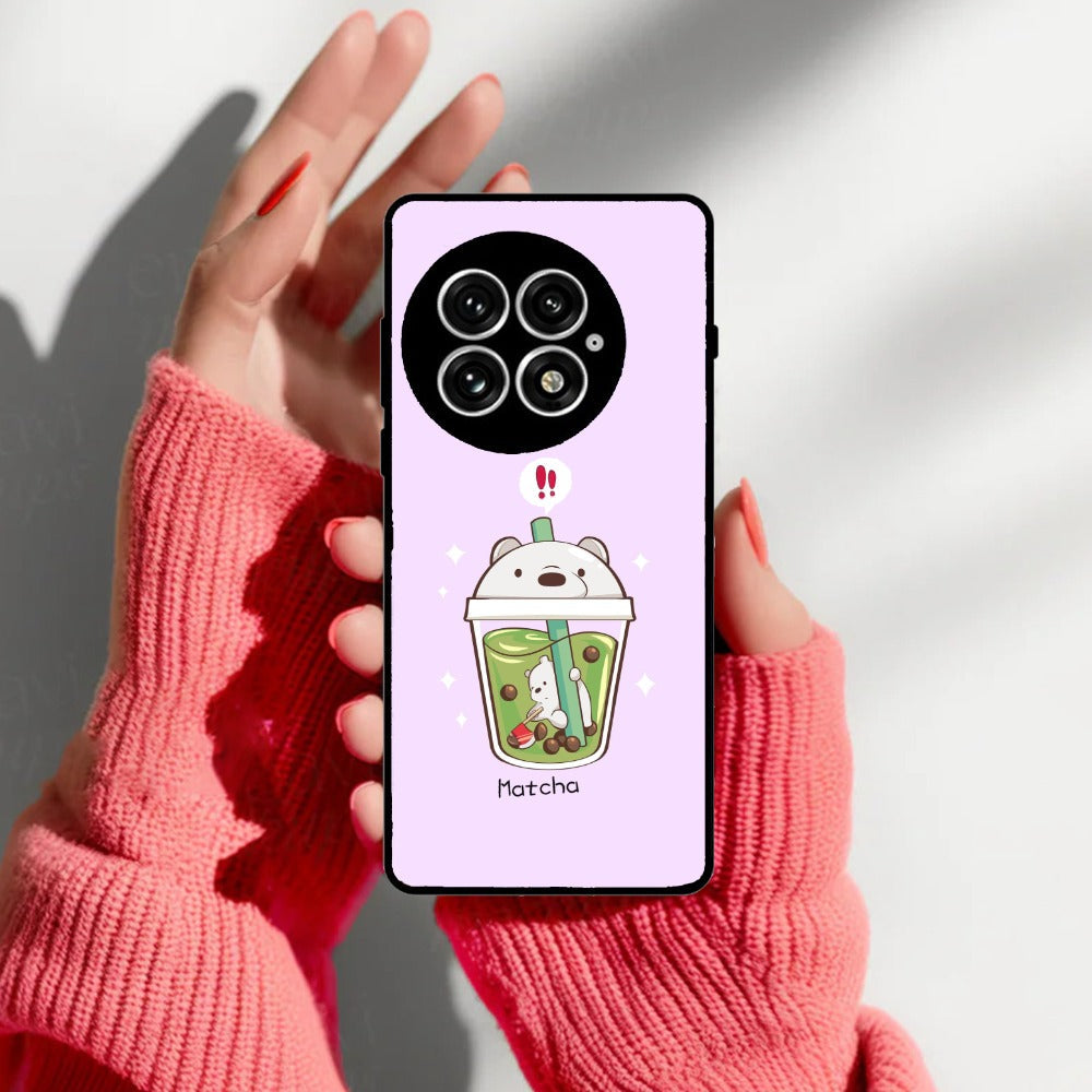 Cartoon Matcha Tea We Bare Bears Glossy Metal Case Cover For OnePlus