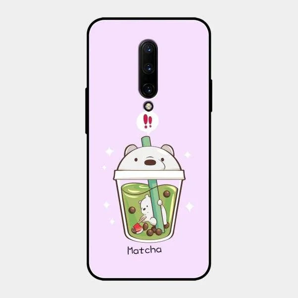 Cartoon Matcha Tea We Bare Bears Glossy Metal Case Cover For Oneplus 7 Pro