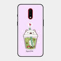 Cartoon Matcha Tea We Bare Bears Glossy Metal Case Cover For Oneplus 7