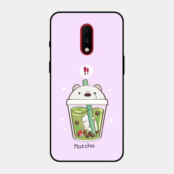 Cartoon Matcha Tea We Bare Bears Glossy Metal Case Cover For Oneplus 7