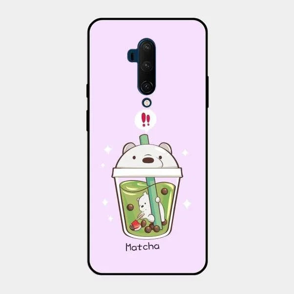 Cartoon Matcha Tea We Bare Bears Glossy Metal Case Cover For Oneplus 7T Pro