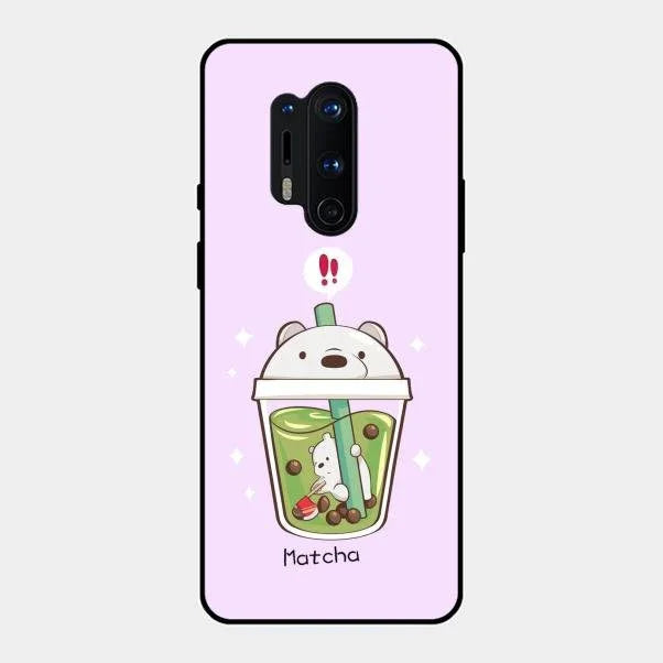 Cartoon Matcha Tea We Bare Bears Glossy Metal Case Cover For Oneplus 8 Pro
