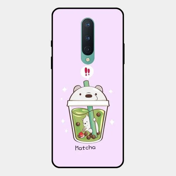 Cartoon Matcha Tea We Bare Bears Glossy Metal Case Cover For Oneplus 8