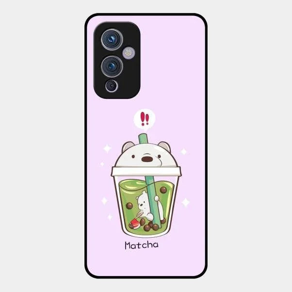 Cartoon Matcha Tea We Bare Bears Glossy Metal Case Cover For Oneplus 9 5G