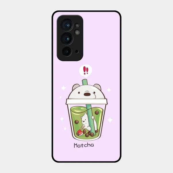 Cartoon Matcha Tea We Bare Bears Glossy Metal Case Cover For Oneplus 9Rt 5G