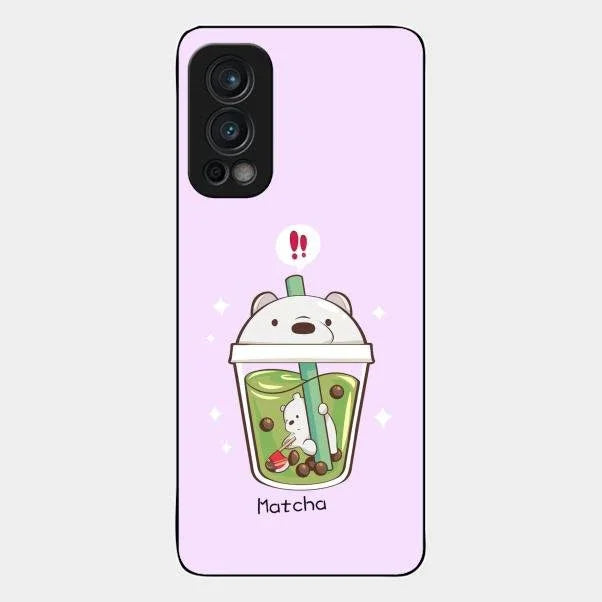 Cartoon Matcha Tea We Bare Bears Glossy Metal Case Cover For Oneplus Nord 2 5G