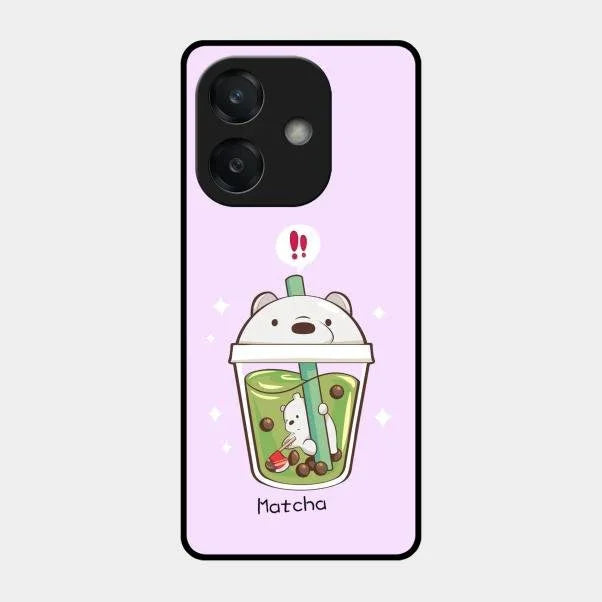 Cartoon Matcha Tea We Bare Bears Glossy Metal Case Cover For Oppo A3X 5G