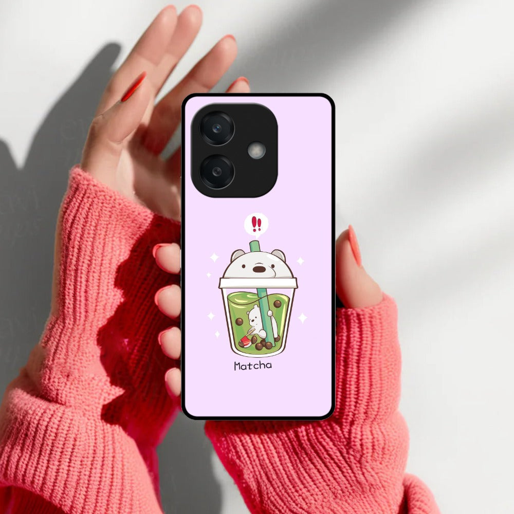 Cartoon Matcha Tea We Bare Bears Glossy Metal Case Cover For Oppo