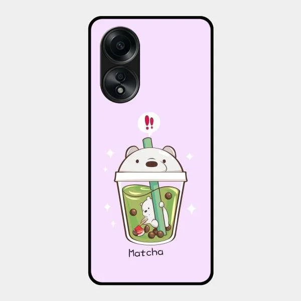 Cartoon Matcha Tea We Bare Bears Glossy Metal Case Cover For Oppo A58