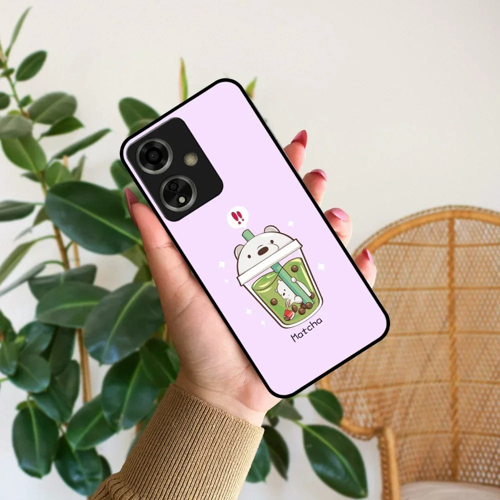 Cartoon Matcha Tea We Bare Bears Glossy Metal Case Cover For Oppo - ShopOnCliQ