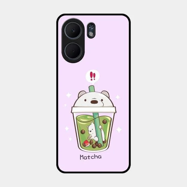 Cartoon Matcha Tea We Bare Bears Glossy Metal Case Cover For Oppo A5X 4G