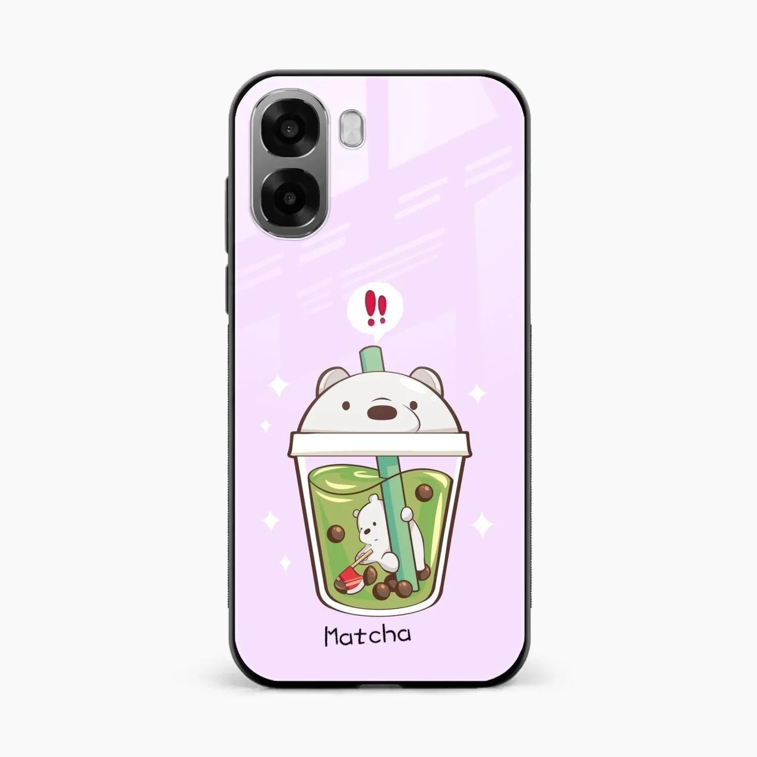 Cartoon Matcha Tea We Bare Bears Glossy Metal Case Cover For Oppo A6X 5G