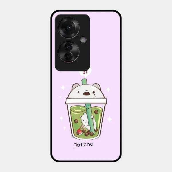 Cartoon Matcha Tea We Bare Bears Glossy Metal Case Cover For Oppo F25 Pro 5G