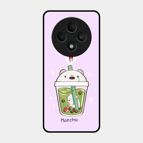 Cartoon Matcha Tea We Bare Bears Glossy Metal Case Cover For Oppo F27 5G