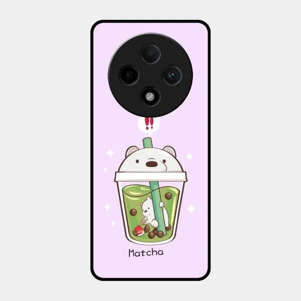 Cartoon Matcha Tea We Bare Bears Glossy Metal Case Cover For Oppo F27 Pro Plus 5G