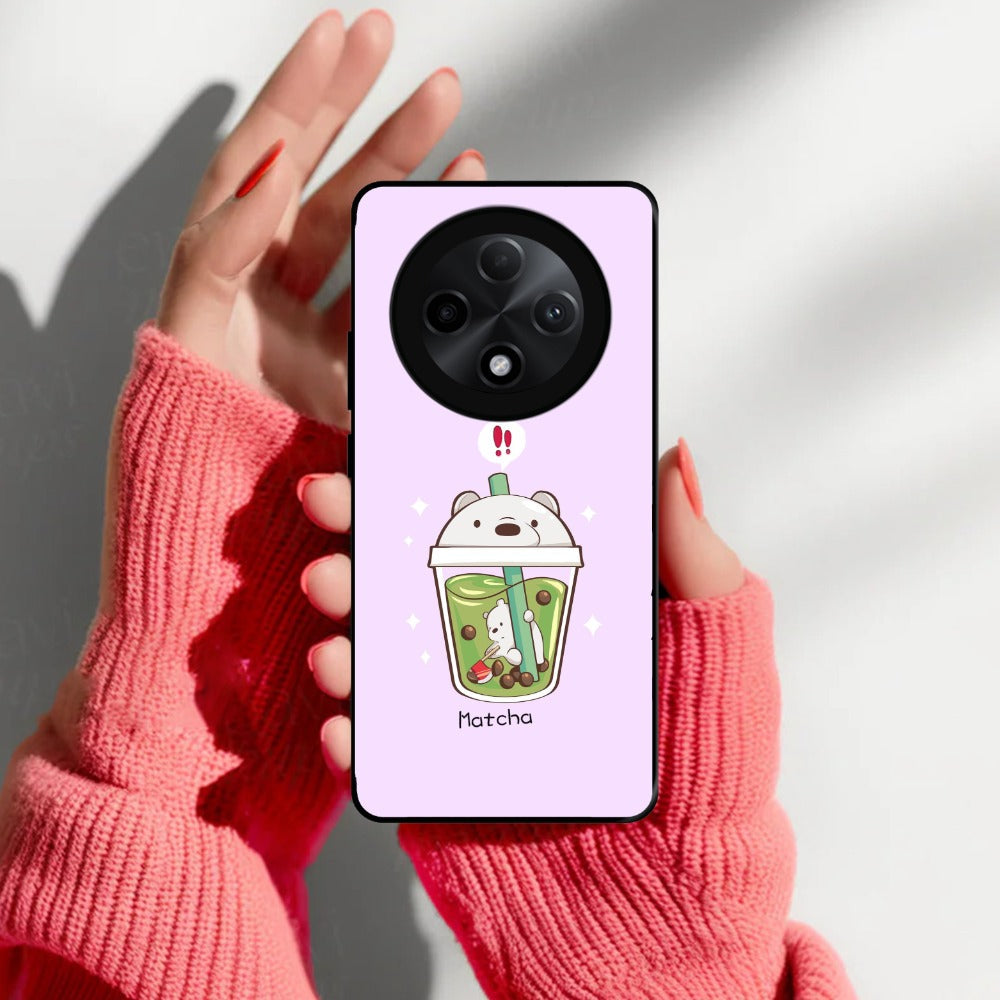 Cartoon Matcha Tea We Bare Bears Glossy Metal Case Cover For Oppo