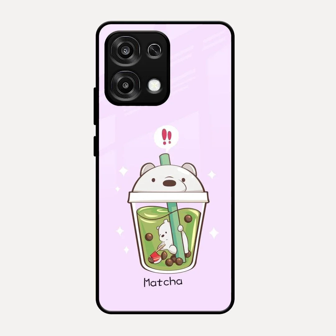 Cartoon Matcha Tea We Bare Bears Glossy Metal Case Cover For Oppo F31 5G