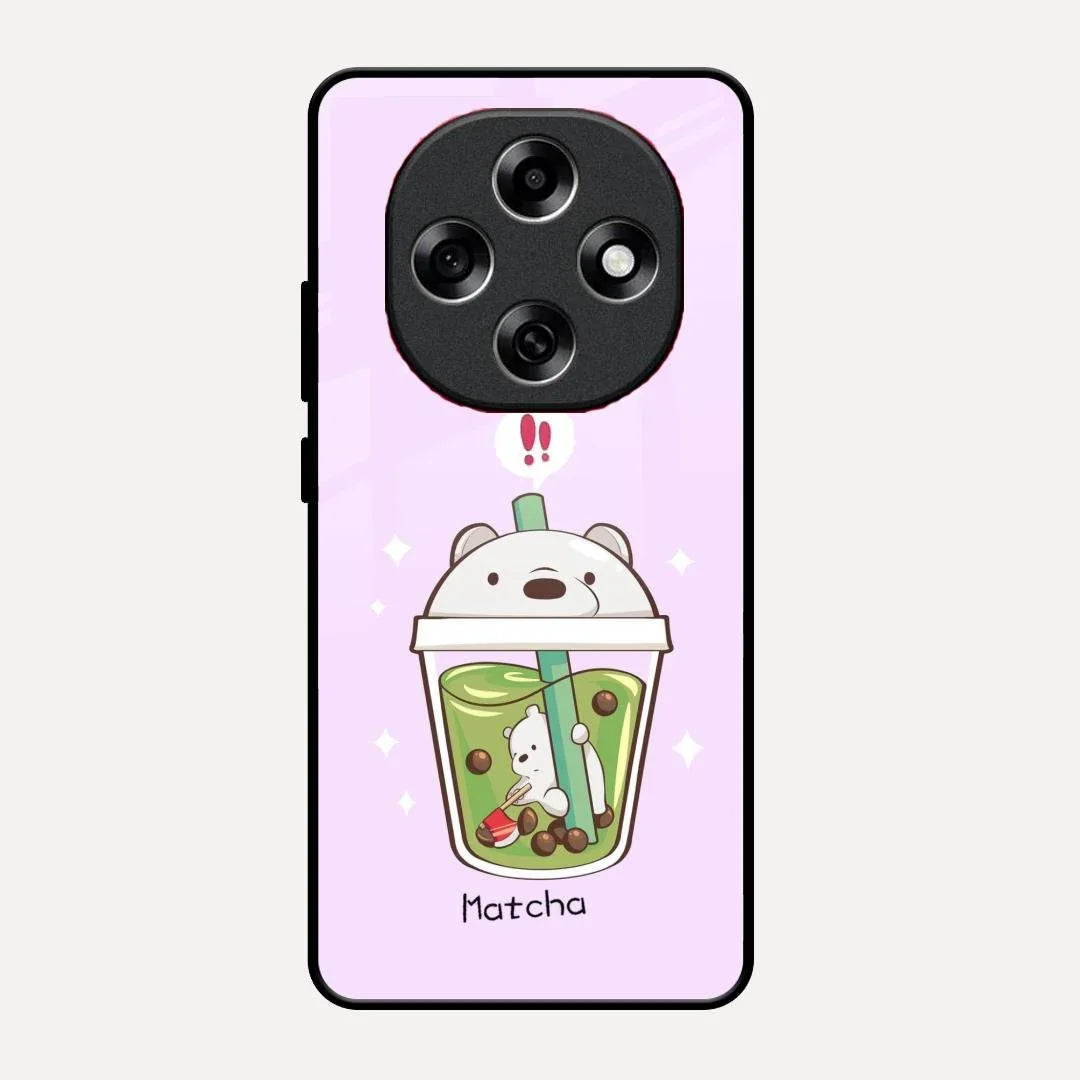 Cartoon Matcha Tea We Bare Bears Glossy Metal Case Cover For Oppo F31 Pro 5G