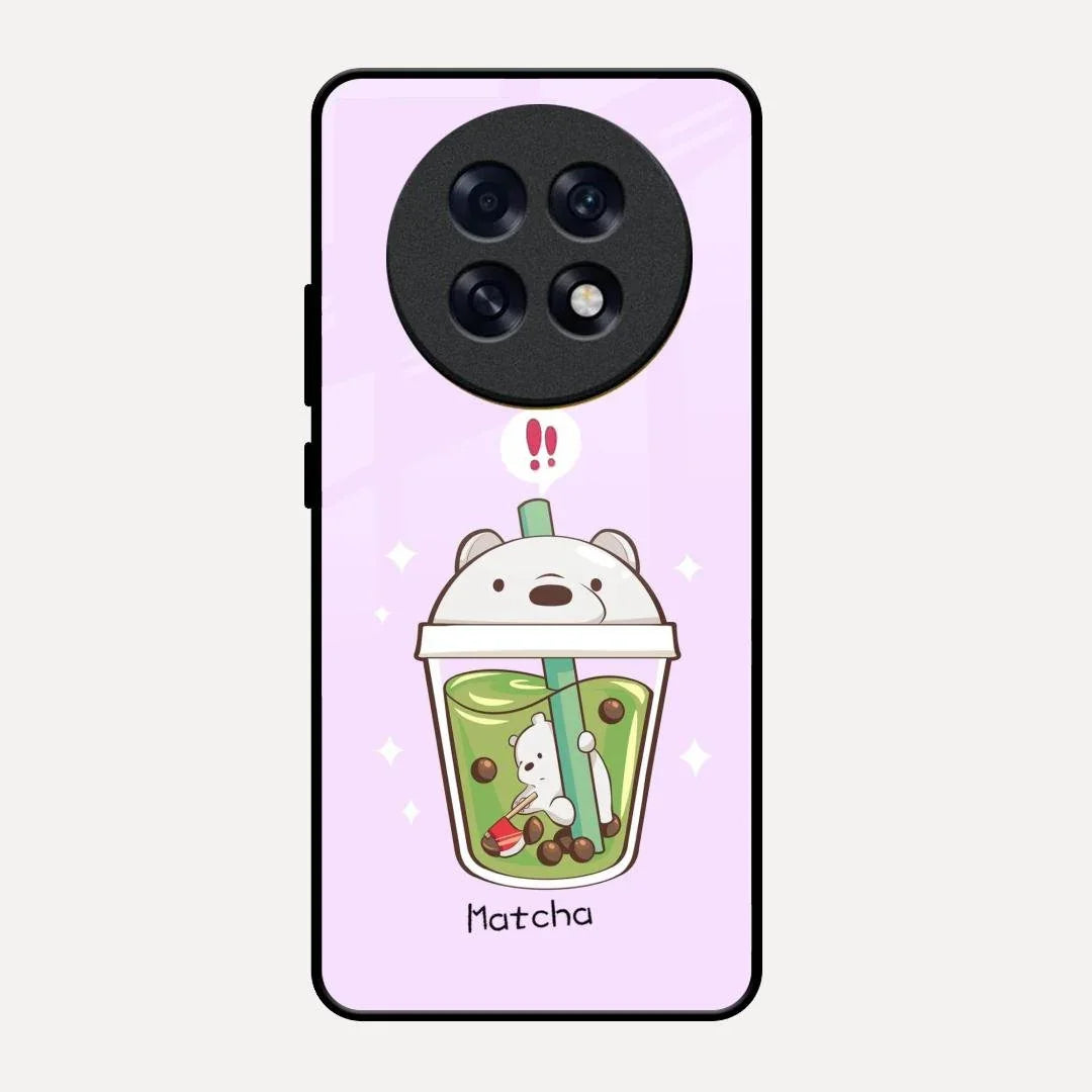 Cartoon Matcha Tea We Bare Bears Glossy Metal Case Cover For Oppo F31 Pro Plus 5G