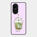Cartoon Matcha Tea We Bare Bears Glossy Metal Case Cover For Oppo Reno 10 5G