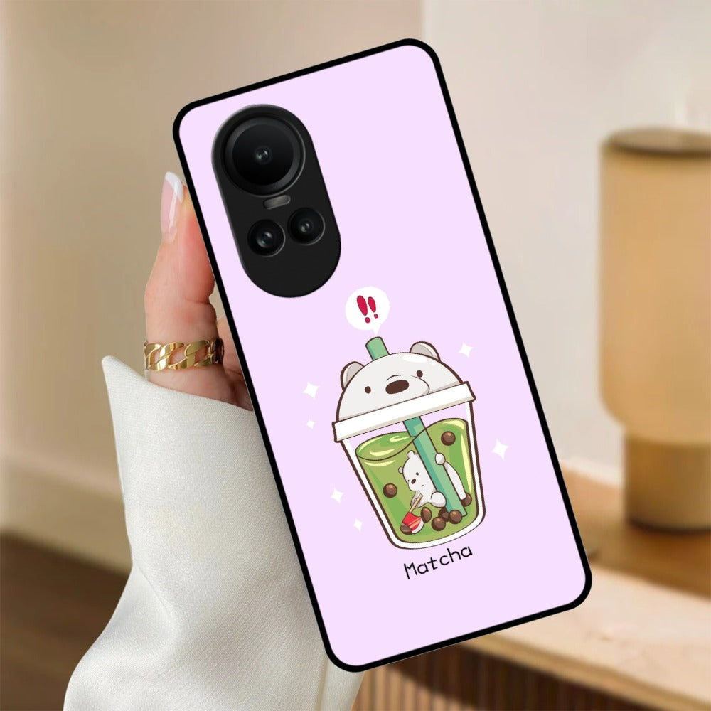 Cartoon Matcha Tea We Bare Bears Glossy Metal Case Cover For Oppo