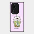 Cartoon Matcha Tea We Bare Bears Glossy Metal Case Cover For Oppo Reno 11 Pro 5G
