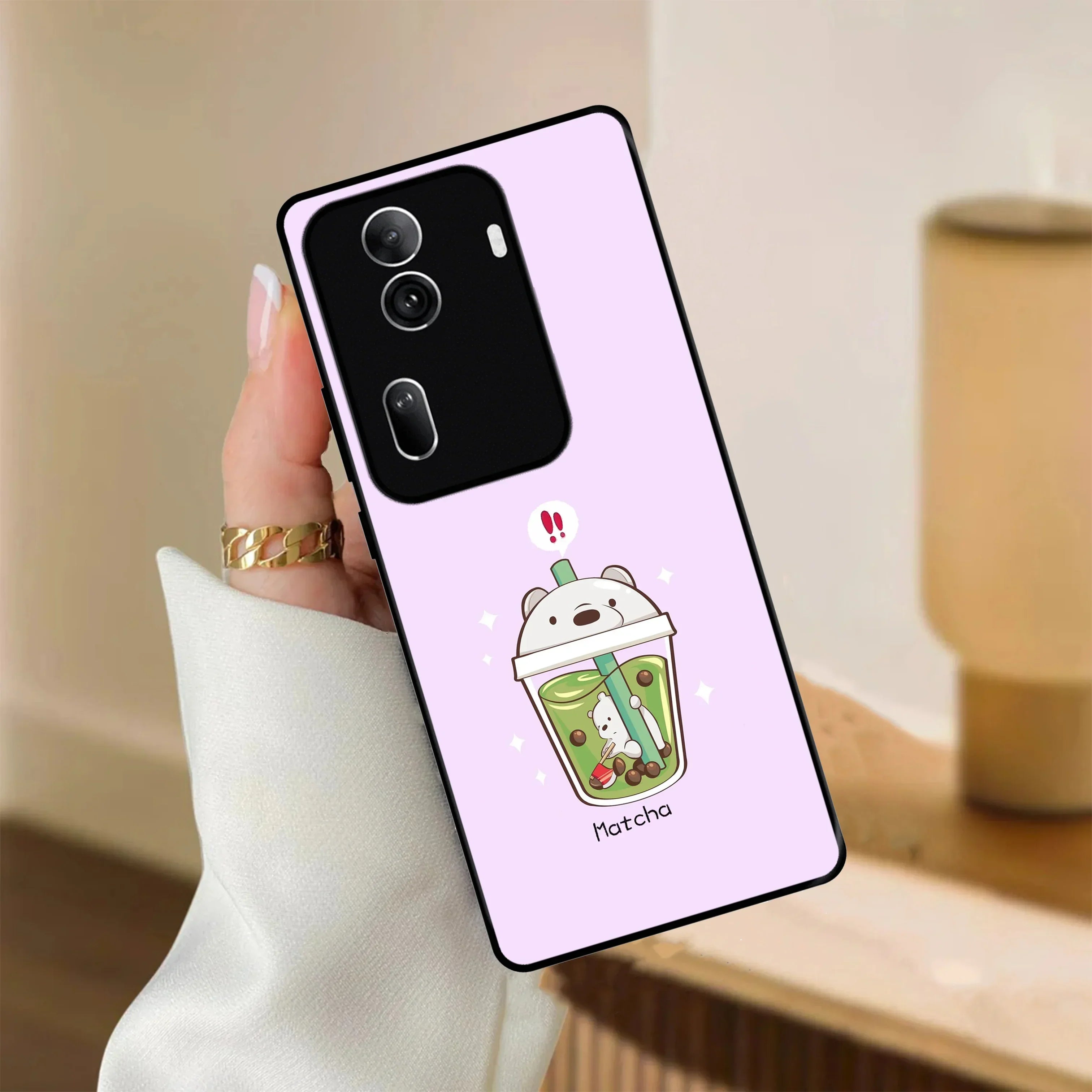 Cartoon Matcha Tea We Bare Bears Glossy Metal Case Cover For Oppo - ShopOnCliQ