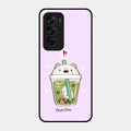 Cartoon Matcha Tea We Bare Bears Glossy Metal Case Cover For Oppo Reno 12 Pro 5G