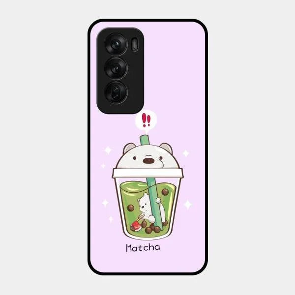 Cartoon Matcha Tea We Bare Bears Glossy Metal Case Cover For Oppo Reno 12 Pro 5G