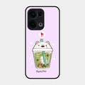 Cartoon Matcha Tea We Bare Bears Glossy Metal Case Cover For Oppo Reno 13 5G