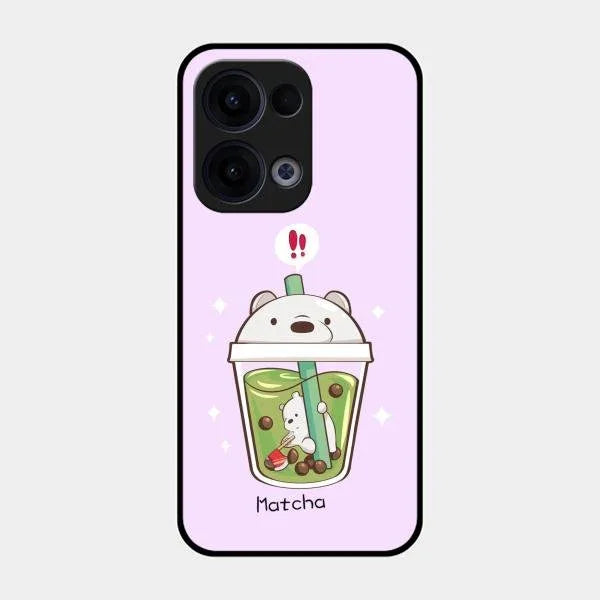 Cartoon Matcha Tea We Bare Bears Glossy Metal Case Cover For Oppo Reno 13 5G