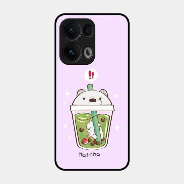Cartoon Matcha Tea We Bare Bears Glossy Metal Case Cover For Oppo Reno 13 Pro 5G