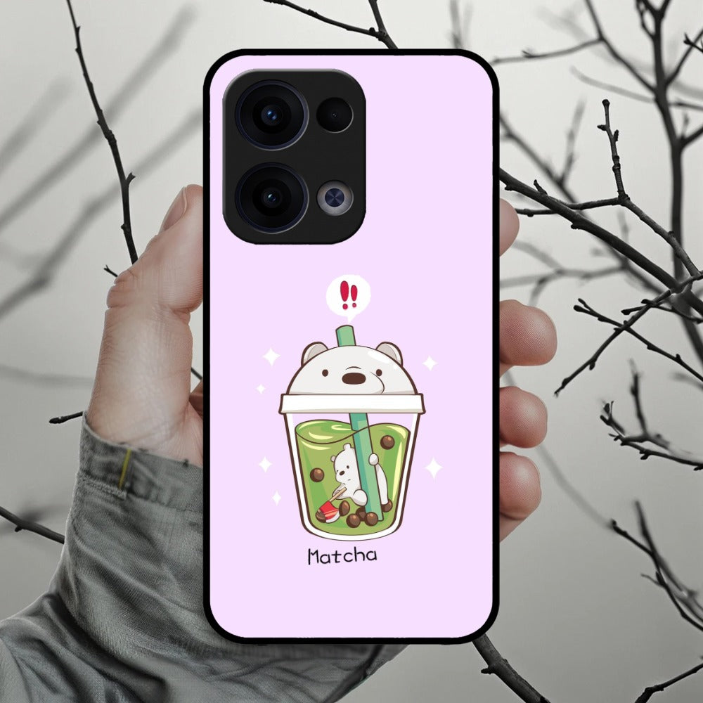 Cartoon Matcha Tea We Bare Bears Glossy Metal Case Cover For Oppo