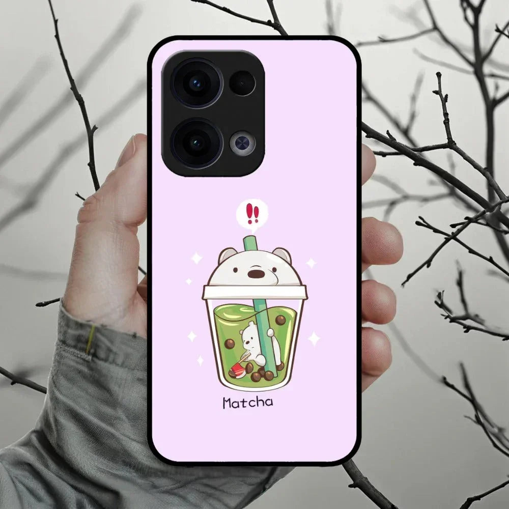 Cartoon Matcha Tea We Bare Bears Glossy Metal Case Cover For Oppo - ShopOnCliQ