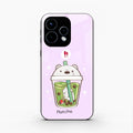 Cartoon Matcha Tea We Bare Bears Glossy Metal Case Cover For Oppo Reno 15 5G